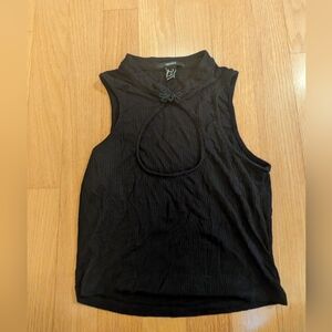 Forever 21 Black Sleeveless Blouse with Floral Detail